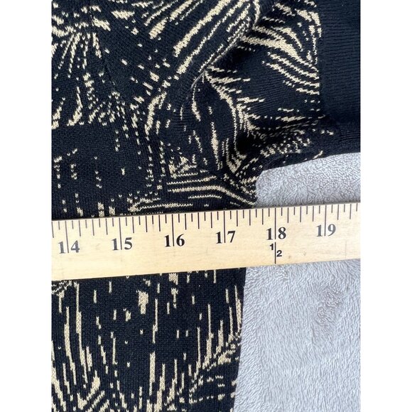 Michael Michael Kors Black Gold Palm Print Short Sleeve Knit Sweater Top Medium - Picture 5 of 12
